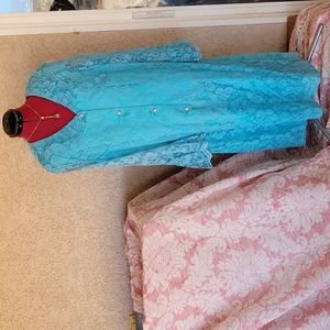 Vintage Groovy Mid Century Lacey Mother of the Bride BLUE DRESS 1960's